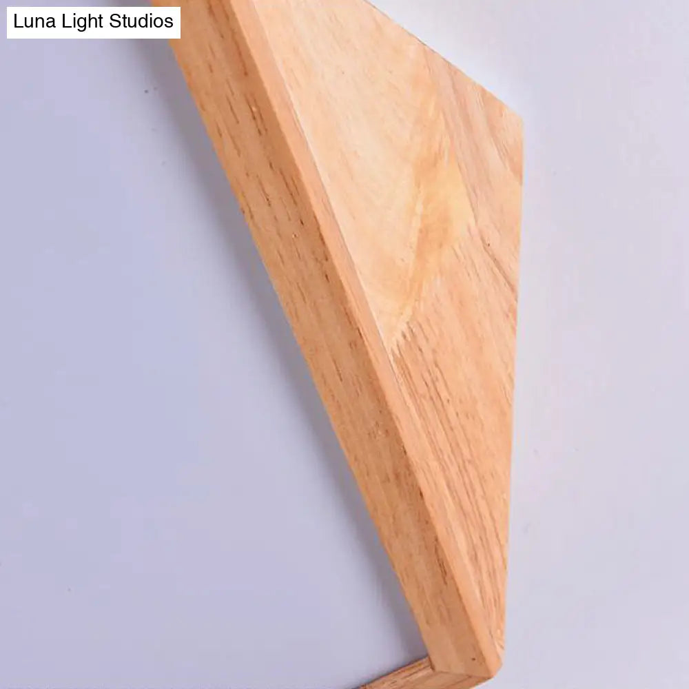 Modern Wooden Geometric Led Flush Mount Ceiling Lamp 15’/19’ Wide