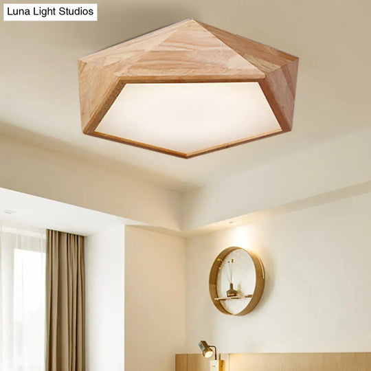 Modern Wooden Geometric Led Flush Mount Ceiling Lamp 15/19 Wide Wood / 15