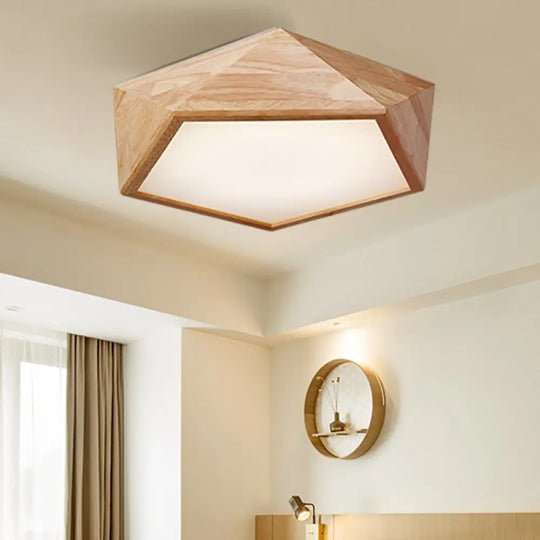 Modern Wooden Geometric Led Flush Mount Ceiling Lamp 15’/19’ Wide Wood / 15’