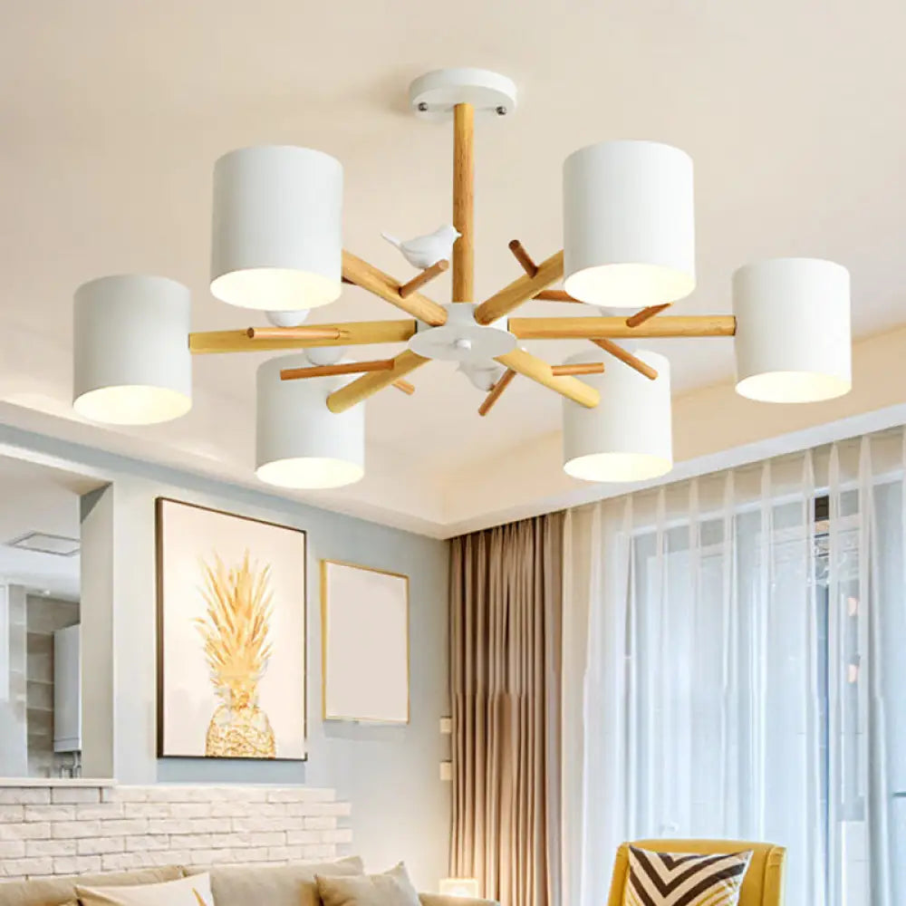 Modern Wooden Led Branch Chandelier Light - Beige Hanging Ceiling For Living Room 6 / Wood B