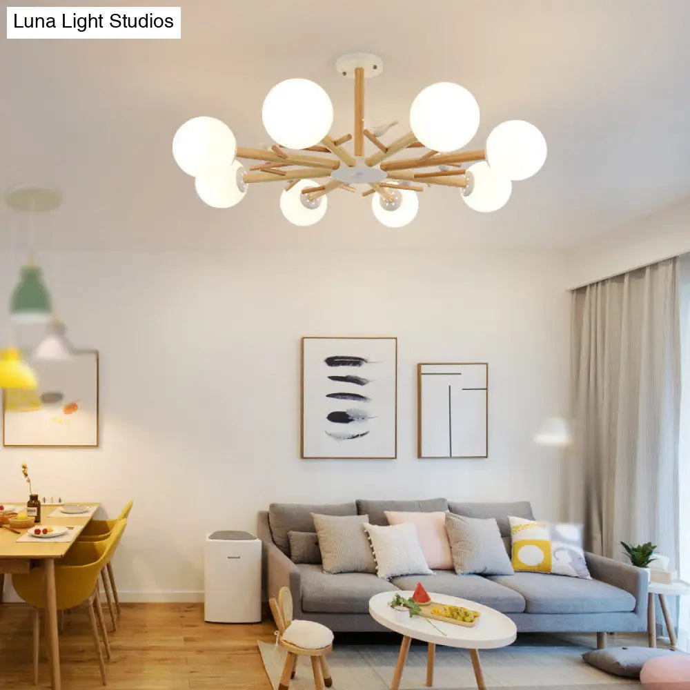 Modern Wooden Led Branch Chandelier Light - Beige Living Room Ceiling Pendant 8 / Wood A