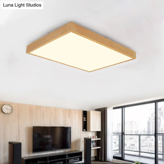 Modern Wooden Led Ceiling Flush Light - Warm/White Lighting For Living Room Wood / Warm