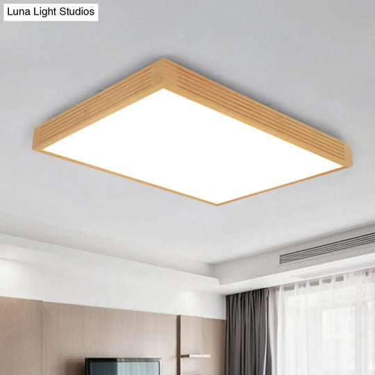 Modern Wooden Led Ceiling Flush Light - Warm/White Lighting For Living Room Wood / White