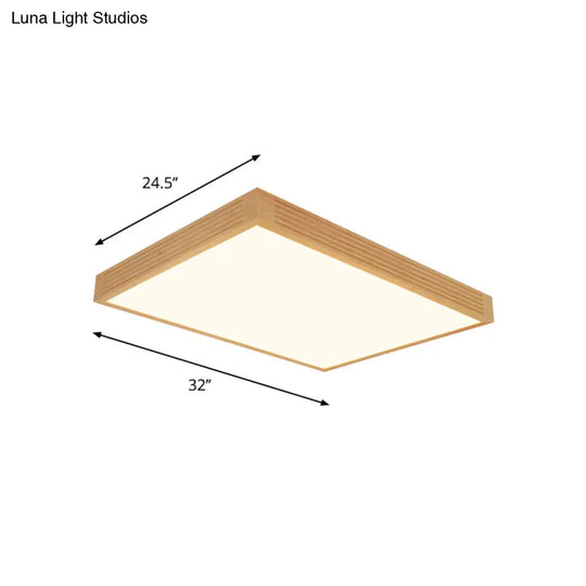 Modern Wooden Led Ceiling Flush Light - Warm/White Lighting For Living Room