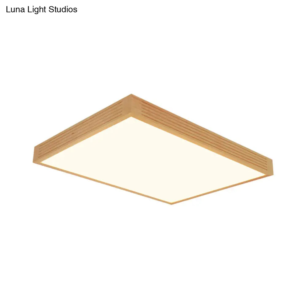 Modern Wooden Led Ceiling Flush Light - Warm/White Lighting For Living Room