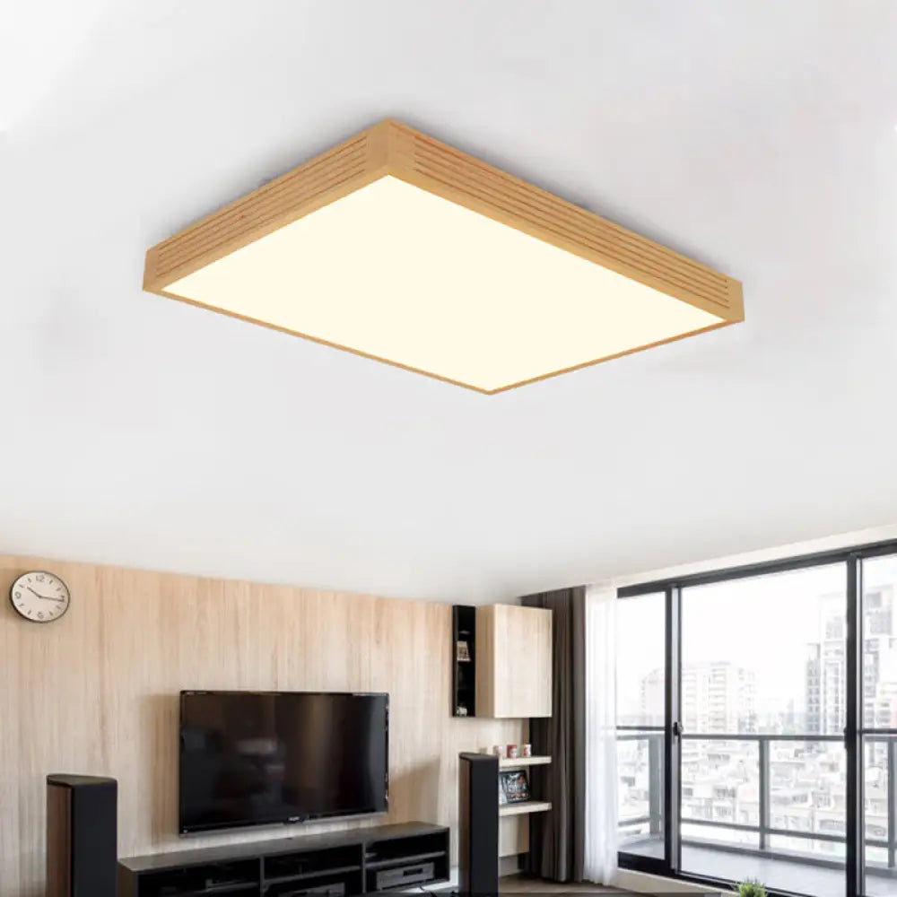 Modern Wooden Led Ceiling Flush Light - Warm/White Lighting For Living Room Wood / Warm