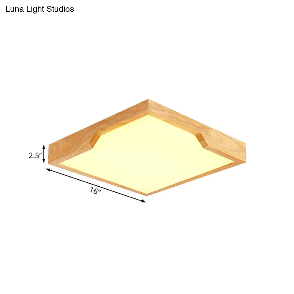 Modern Wooden Led Ceiling Lamp - Single Light Flush Mount Fixture (3 Sizes: 16/19.5/23.5)