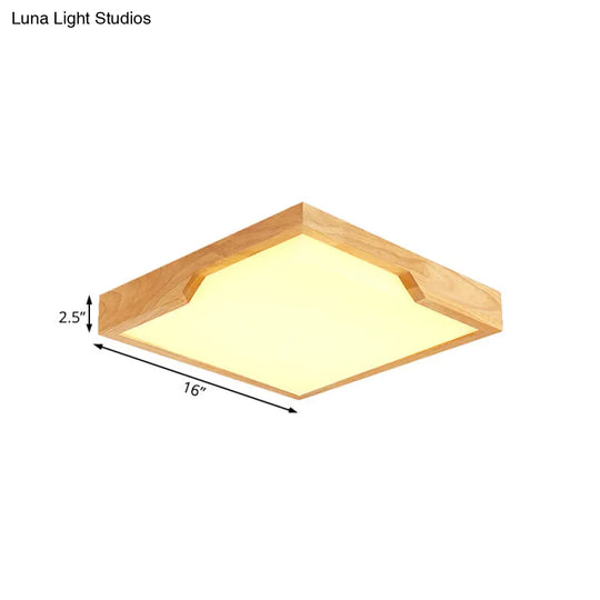 Modern Wooden Led Ceiling Lamp - Single Light Flush Mount Fixture (3 Sizes: 16/19.5/23.5)