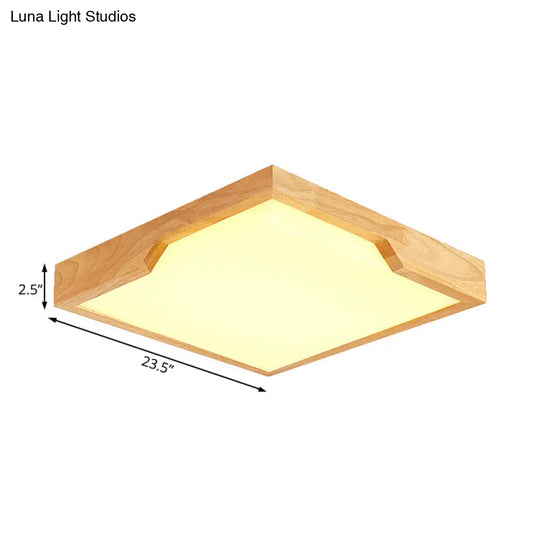 Modern Wooden Led Ceiling Lamp - Single Light Flush Mount Fixture (3 Sizes: 16/19.5/23.5)