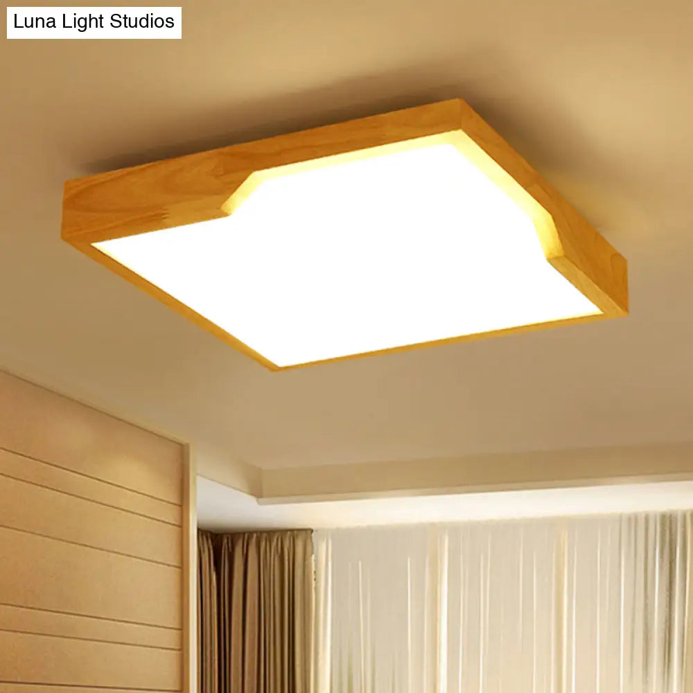 Modern Wooden Led Ceiling Lamp - Single Light Flush Mount Fixture (3 Sizes: 16/19.5/23.5)