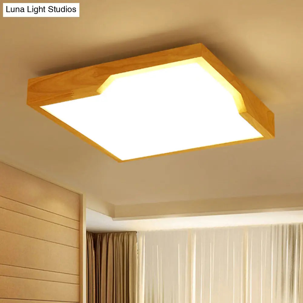 Modern Wooden Led Ceiling Lamp - Single Light Flush Mount Fixture (3 Sizes: 16’/19.5’/23.5’)