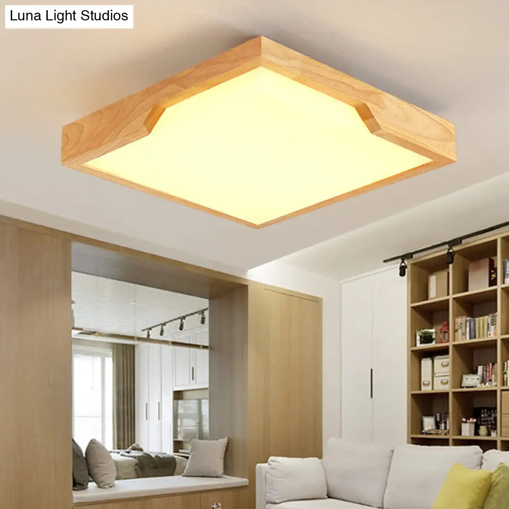 Modern Wooden Led Ceiling Lamp - Single Light Flush Mount Fixture (3 Sizes: 16/19.5/23.5) Wood / 16