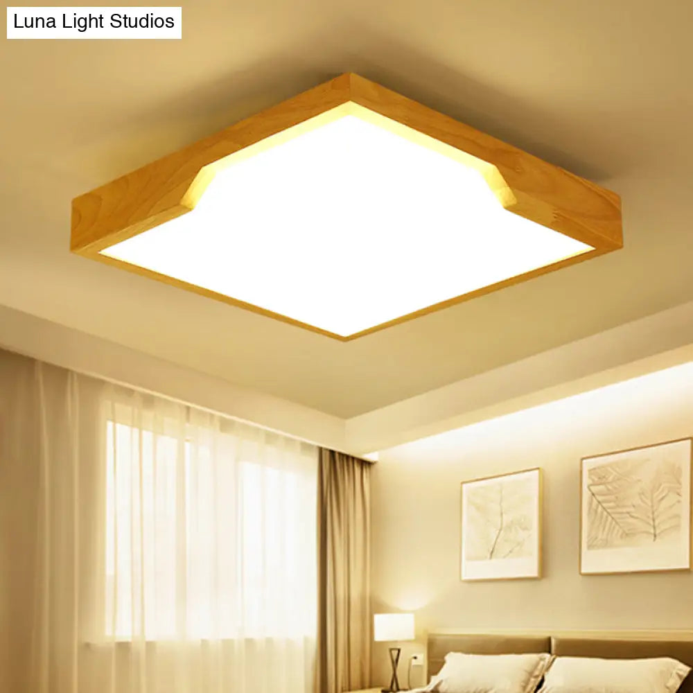 Modern Wooden Led Ceiling Lamp - Single Light Flush Mount Fixture (3 Sizes: 16’/19.5’/23.5’)