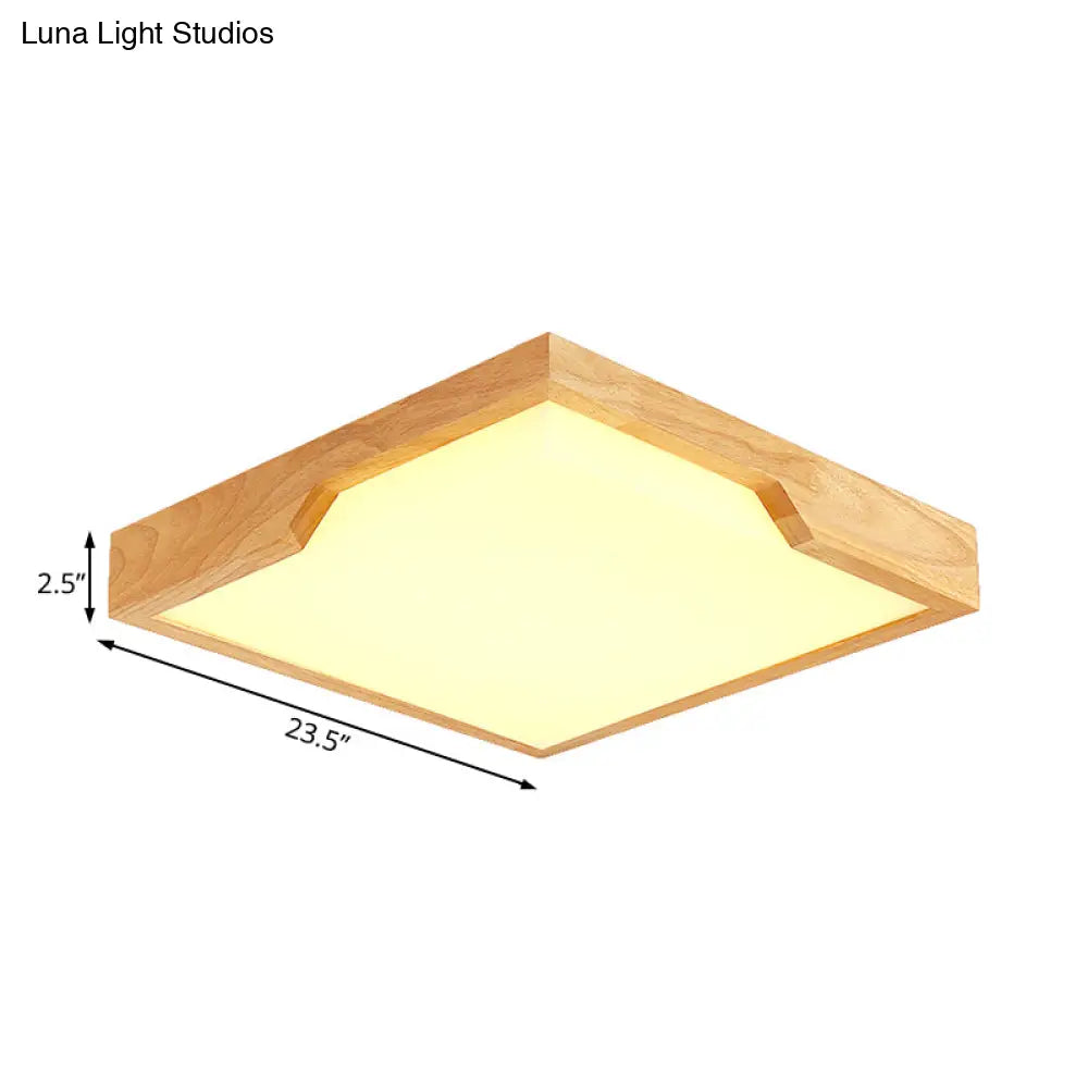 Modern Wooden Led Ceiling Lamp - Single Light Flush Mount Fixture (3 Sizes: 16’/19.5’/23.5’)