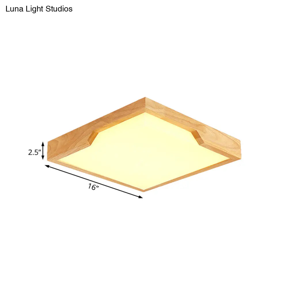 Modern Wooden Led Ceiling Lamp - Single Light Flush Mount Fixture (3 Sizes: 16’/19.5’/23.5’)