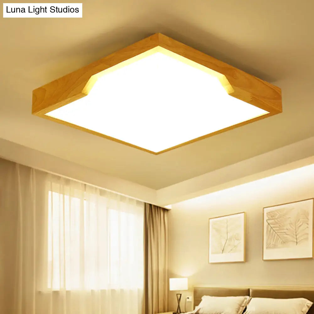 Modern Wooden Led Ceiling Lamp - Single Light Flush Mount Fixture (3 Sizes: 16/19.5/23.5)
