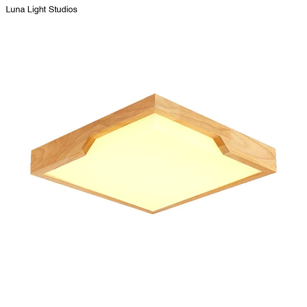 Modern Wooden Led Ceiling Lamp - Single Light Flush Mount Fixture (3 Sizes: 16/19.5/23.5)