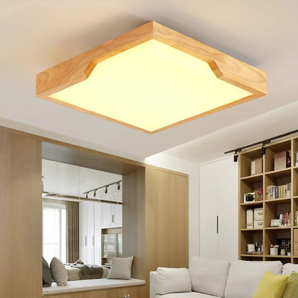 Modern Wooden Led Ceiling Lamp - Single Light Flush Mount Fixture (3 Sizes: 16’/19.5’/23.5’)