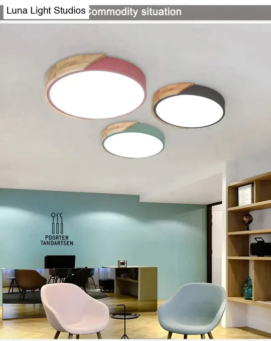 Modern Wooden Led Ceiling Lights For Living Room Bedroom Kitchen Luminaria Ultra-Thin 5Cm Hall Lamp