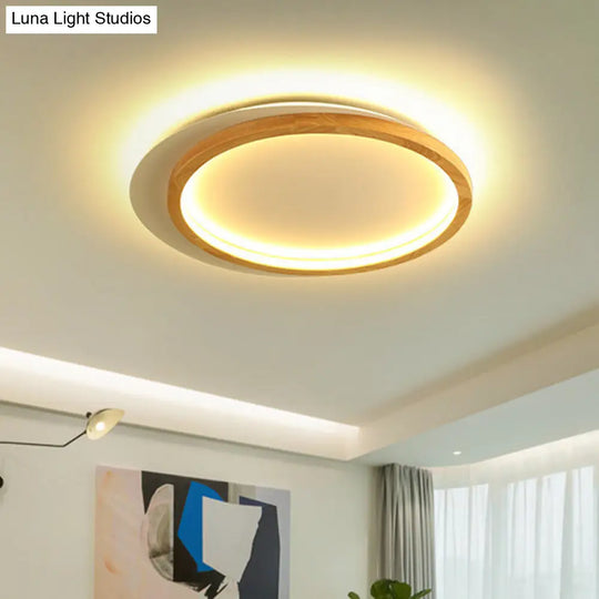Modern Wooden Led Spotlight Flush Mount Ceiling Light For Living Room - 16’/23.5’ Width