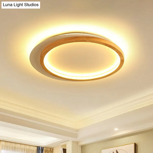 Modern Wooden Led Spotlight Flush Mount Ceiling Light For Living Room - 16/23.5 Width Wood / 16