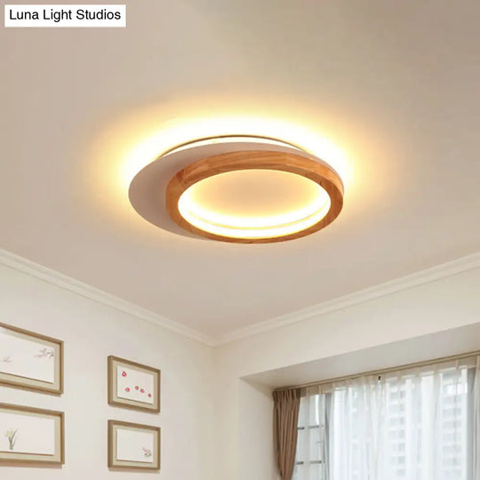 Modern Wooden Led Spotlight Flush Mount Ceiling Light For Living Room - 16’/23.5’ Width