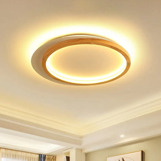 Modern Wooden Led Spotlight Flush Mount Ceiling Light For Living Room - 16’/23.5’ Width Wood / 16’