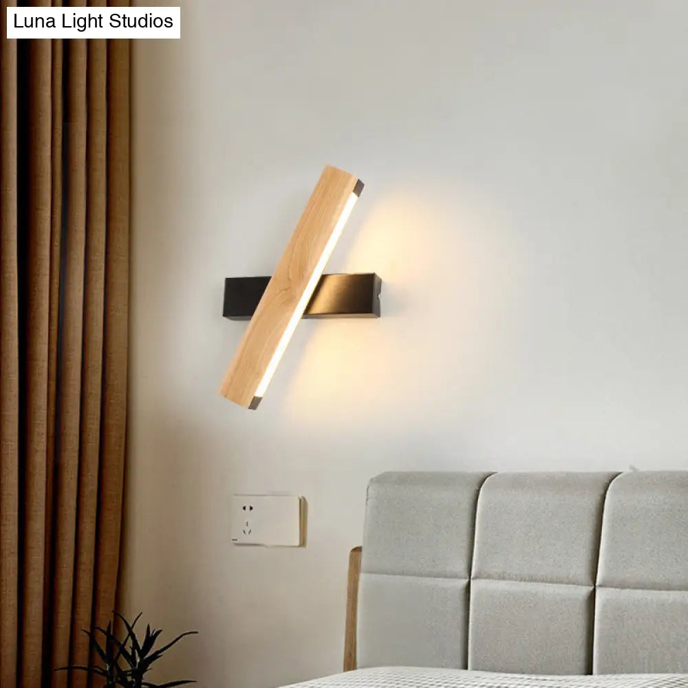 Modern Wooden Rotatable Led Bedroom Sconce Light Fixture