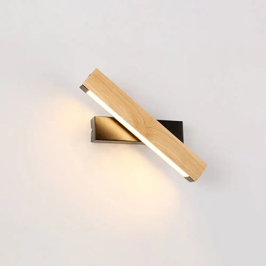 Modern Wooden Rotatable Led Bedroom Sconce Light Fixture Matte Black / Small White