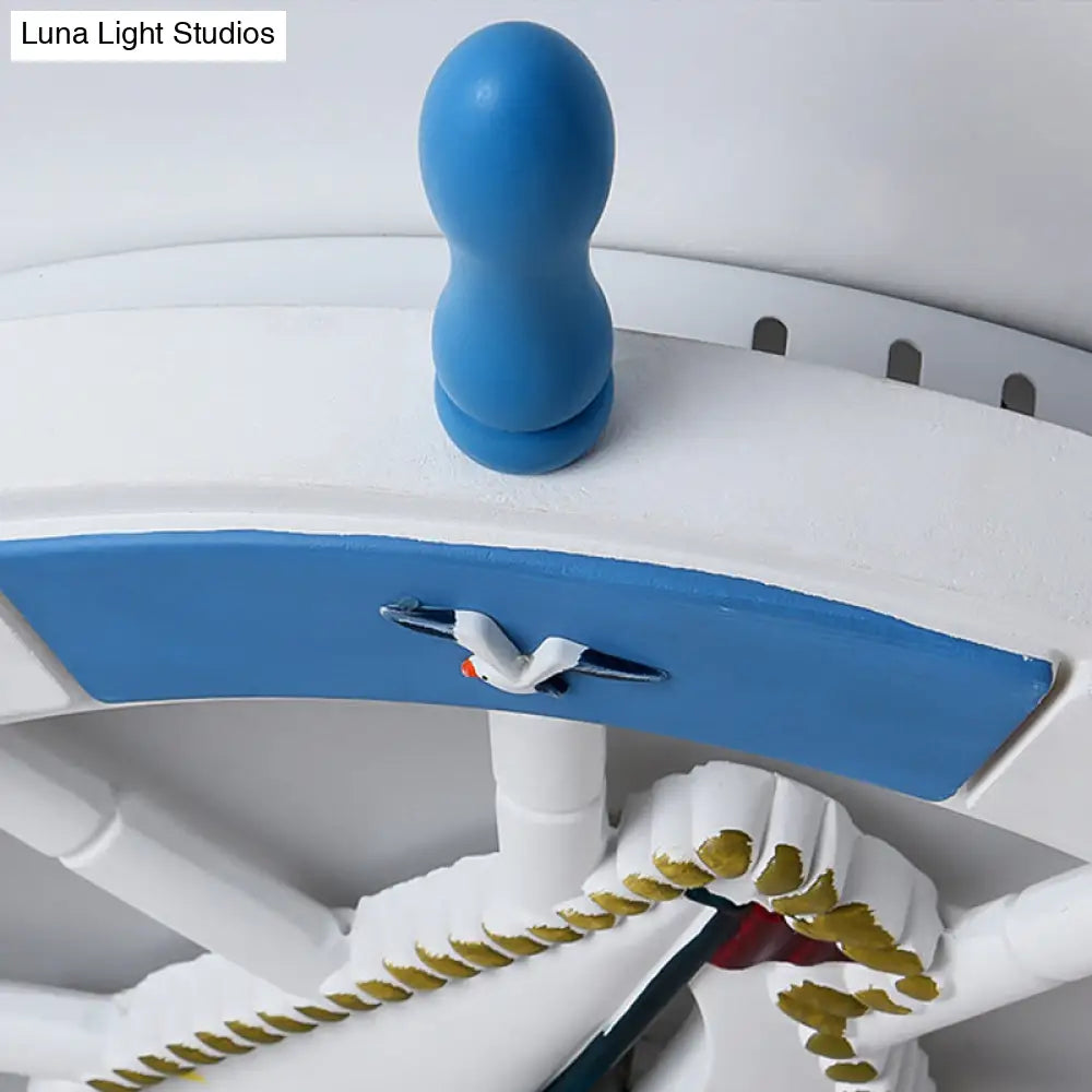 Modern Wooden Rudder Led Flushmount Ceiling Light In Warm/White For Kids