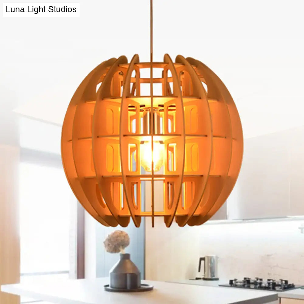 Sleek Modern Wooden Hanging Light Fixture: Stylish 1-Light Drop In Natural Wood For Kitchen