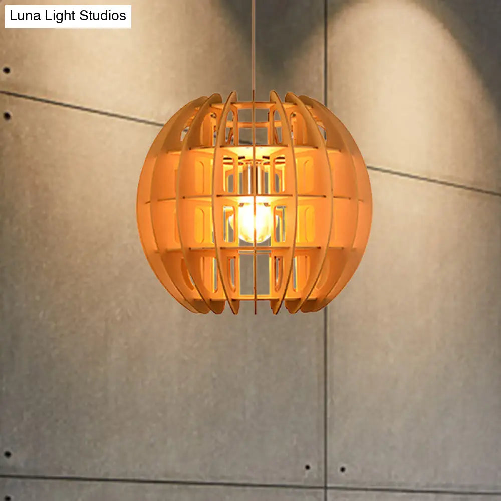 Sleek Modern Wooden Hanging Light Fixture: Stylish 1-Light Drop In Natural Wood For Kitchen