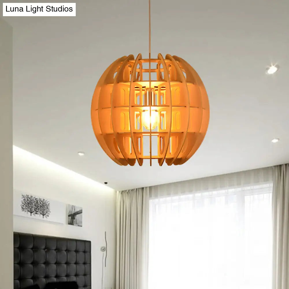 Sleek Modern Wooden Hanging Light Fixture: Stylish 1-Light Drop In Natural Wood For Kitchen