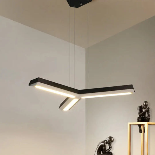 Modern Y-Shape Black Metal Pendant Lamp With Led Ceiling Light For Office