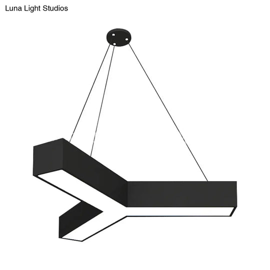 Modern Y-Shaped Gymnasium Led Ceiling Lamp In Black/White 3 Sizes Available