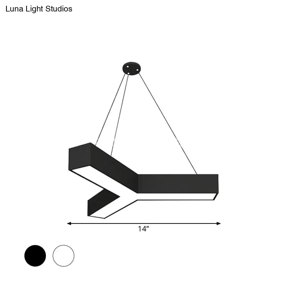 Modern Y-Shaped Gymnasium Led Ceiling Lamp In Black/White 3 Sizes Available