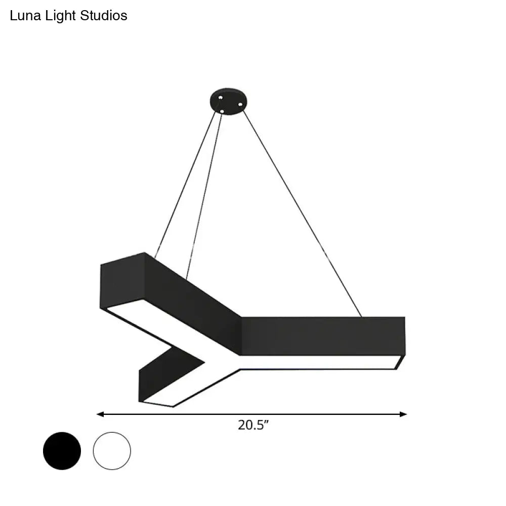 Modern Y-Shaped Gymnasium Led Ceiling Lamp In Black/White 14/18/24.5 W