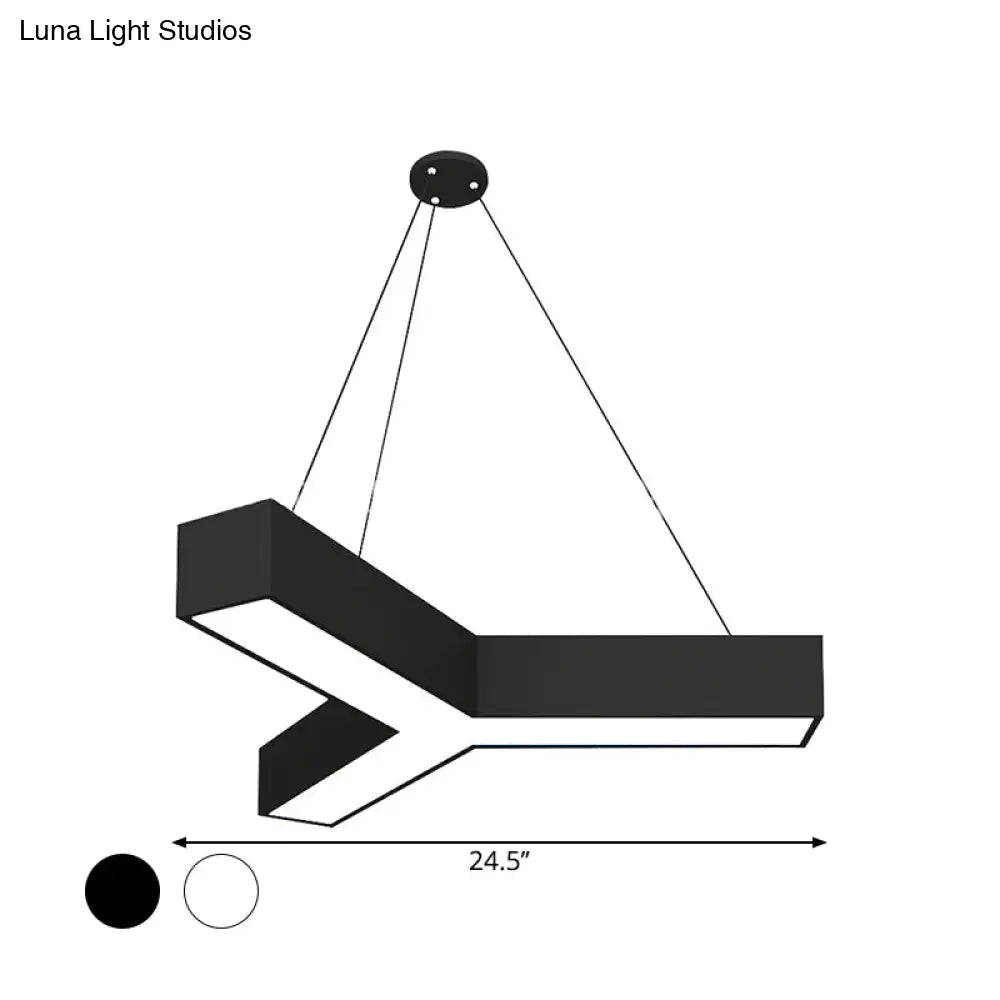 Modern Y-Shaped Gymnasium Led Ceiling Lamp In Black/White 3 Sizes Available