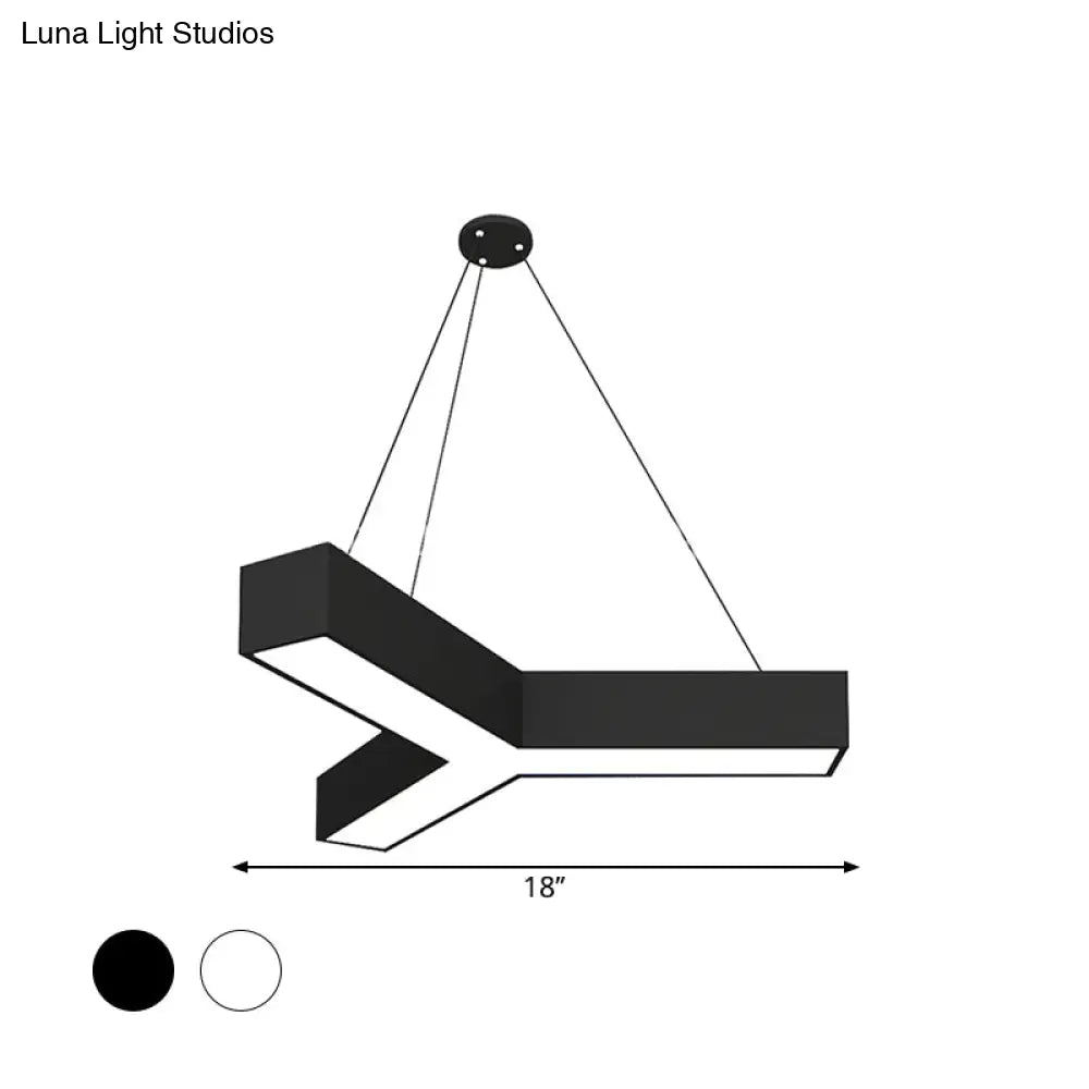 Modern Y-Shaped Gymnasium Led Ceiling Lamp In Black/White 3 Sizes Available