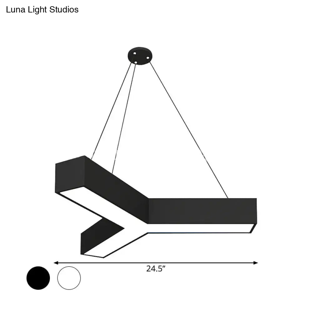 Modern Y-Shaped Gymnasium Led Ceiling Lamp In Black/White 14/18/24.5 W