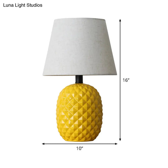 Modern Yellow Desk Lamp With Flare Fabric Shade - Small Living Room Table Light