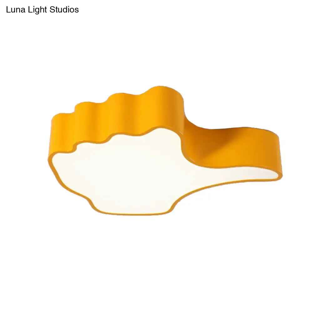 Modern Yellow Thumbs-Up Acrylic Flush Ceiling Light For Childs Bedroom