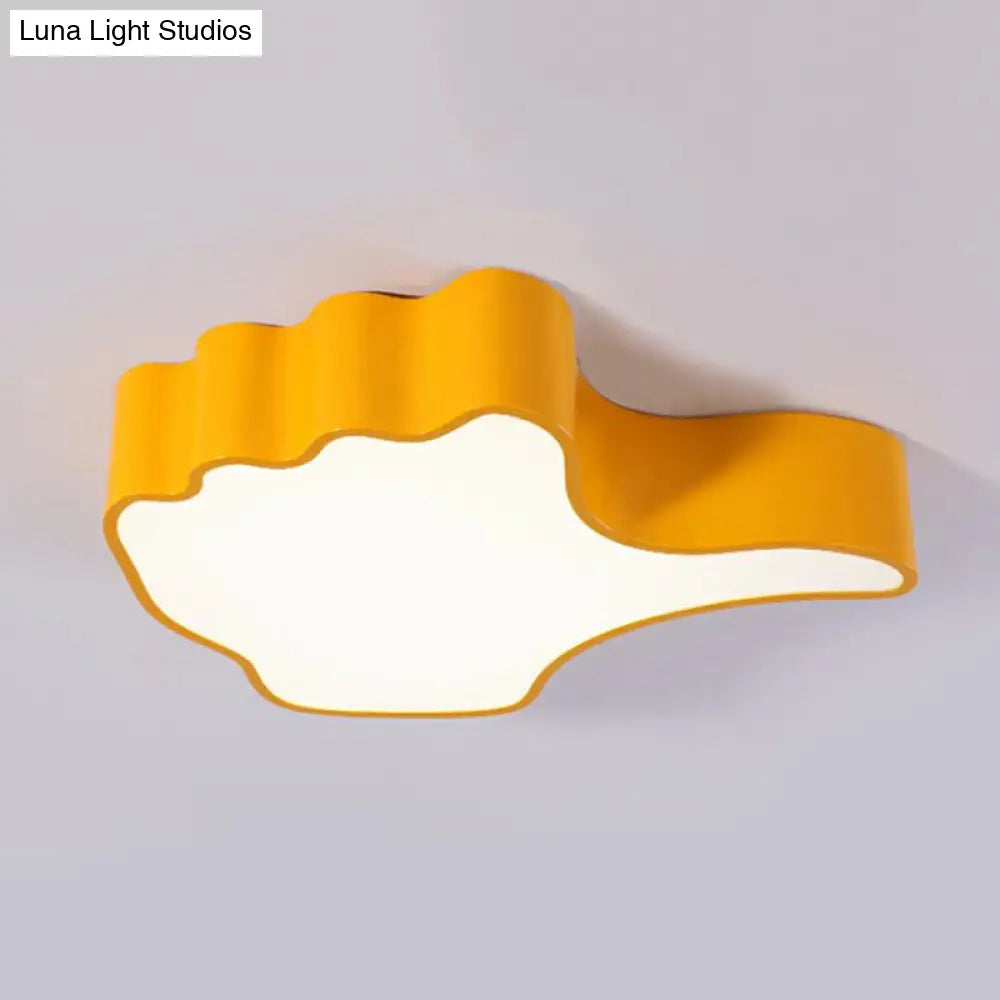 Modern Yellow Thumbs-Up Acrylic Flush Ceiling Light For Childs Bedroom