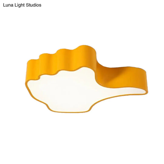 Modern Yellow Thumbs-Up Acrylic Flush Ceiling Light For Child’s Bedroom