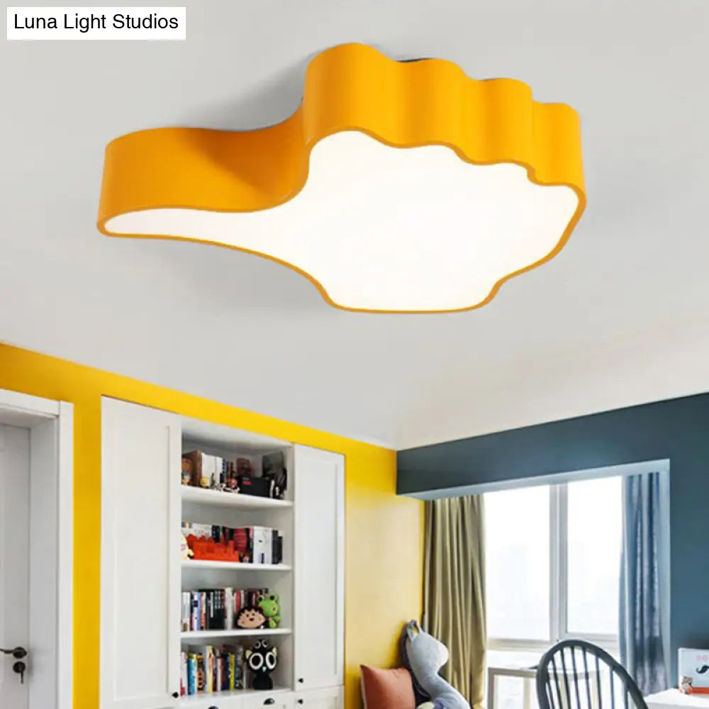 Modern Yellow Thumbs-Up Acrylic Flush Ceiling Light For Childs Bedroom / White