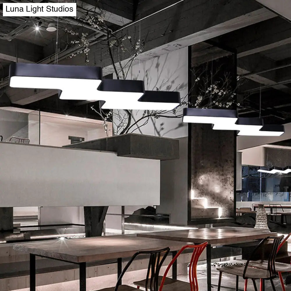 Modern Zigzag Ceiling Light: Creative Led Acrylic Office Pendant