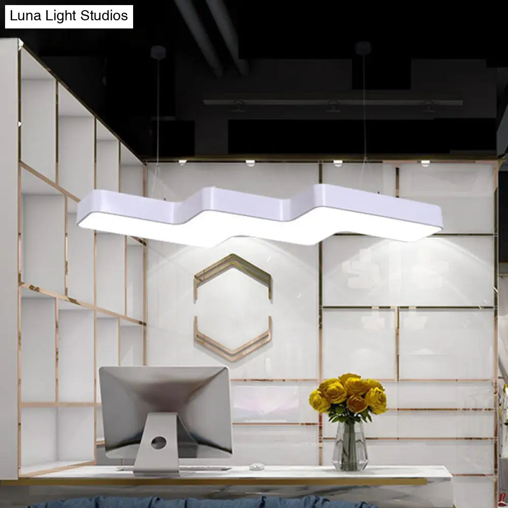 Modern Zigzag Ceiling Light: Creative Acrylic Led Pendant For Office Down Lighting White