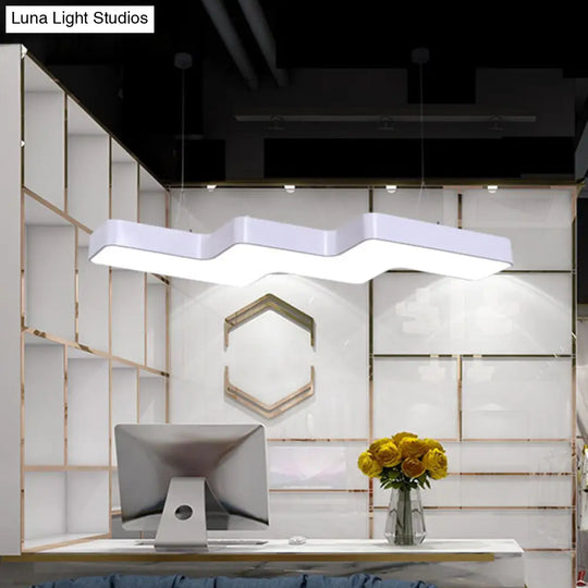 Modern Zigzag Ceiling Light: Creative Acrylic Led Pendant For Office Down Lighting White