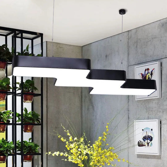 Modern Zigzag Ceiling Light: Creative Led Acrylic Office Pendant Black