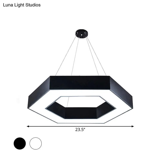 Modernacrylic Hexagonal Hanging Pendant In Black/White For Office Lighting